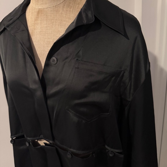 Nanushka Maxon Black Slip Satin Blouse in Black Size Large - Picture 3 of 8